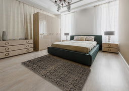 Abstract Brown Modern Rug in a Bedroom, abs5130