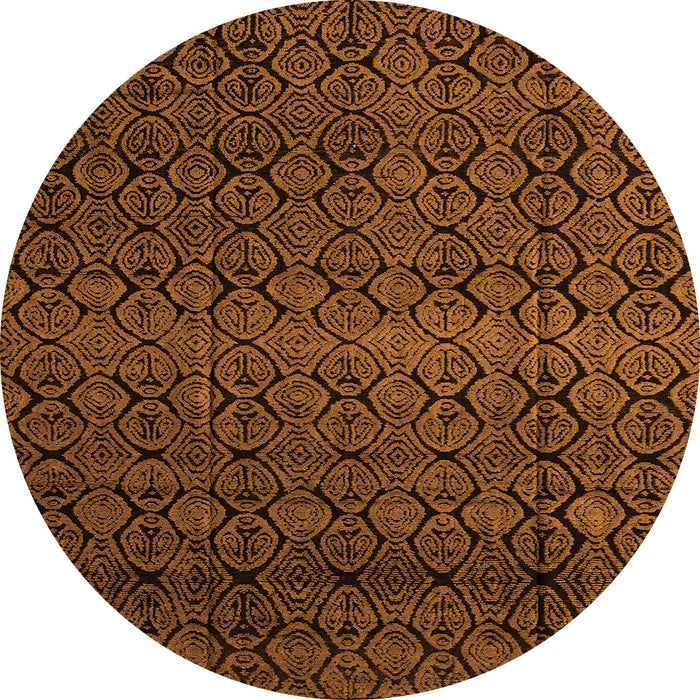 Round Abstract Orange Modern Rug, abs5130org