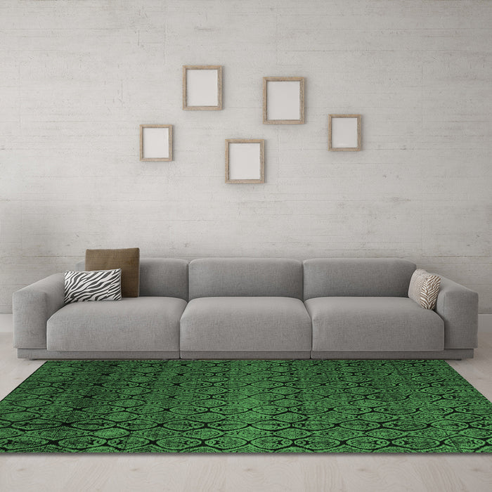 Machine Washable Abstract Emerald Green Modern Area Rugs in a Living Room,, wshabs5130emgrn