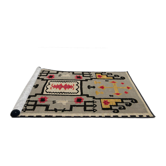 Sideview of Machine Washable Abstract Coffee Brown Rug, wshabs5131