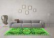 Machine Washable Abstract Green Modern Area Rugs in a Living Room,, wshabs5131grn