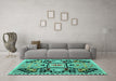 Machine Washable Abstract Turquoise Modern Area Rugs in a Living Room,, wshabs5131turq