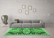 Machine Washable Abstract Emerald Green Modern Area Rugs in a Living Room,, wshabs5131emgrn