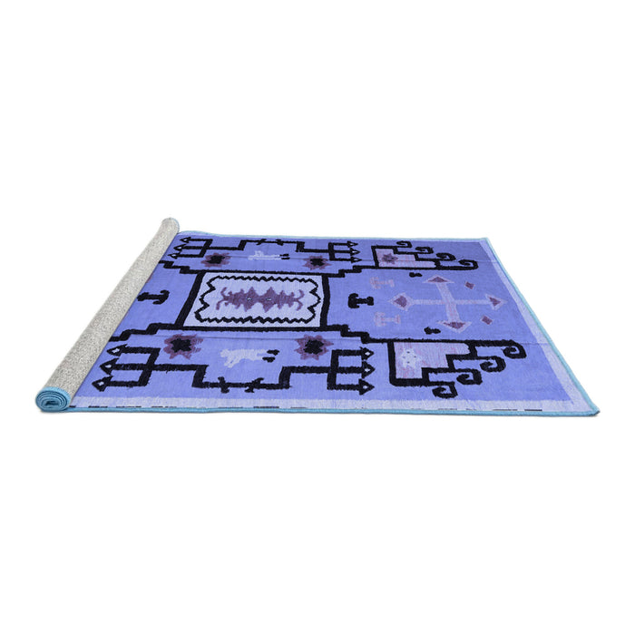Sideview of Machine Washable Abstract Blue Modern Rug, wshabs5131blu