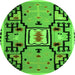 Round Machine Washable Abstract Green Modern Area Rugs, wshabs5131grn