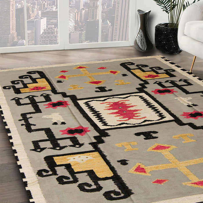 Machine Washable Abstract Coffee Brown Rug in a Family Room, wshabs5131