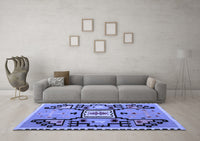 Machine Washable Abstract Blue Modern Rug, wshabs5131blu