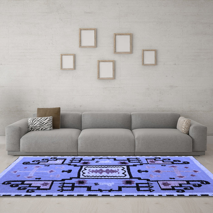 Machine Washable Abstract Blue Modern Rug in a Living Room, wshabs5131blu