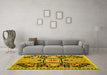 Machine Washable Abstract Yellow Modern Rug in a Living Room, wshabs5131yw