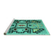 Sideview of Machine Washable Abstract Turquoise Modern Area Rugs, wshabs5131turq