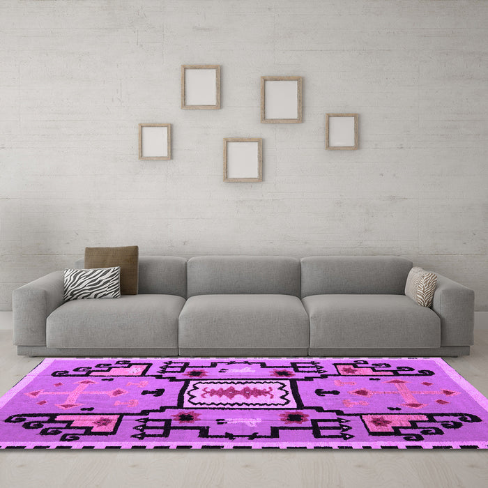 Machine Washable Abstract Purple Modern Area Rugs in a Living Room, wshabs5131pur