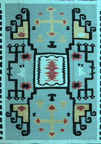 Abstract Light Blue Modern Rug, abs5131lblu