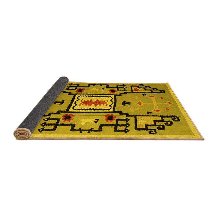 Sideview of Abstract Yellow Modern Rug, abs5131yw