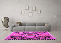 Machine Washable Abstract Pink Modern Rug, wshabs5131pnk