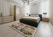 Abstract Coffee Brown Modern Rug in a Bedroom, abs5131