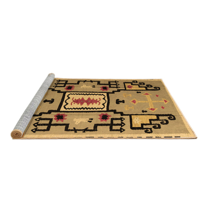 Sideview of Machine Washable Abstract Brown Modern Rug, wshabs5131brn