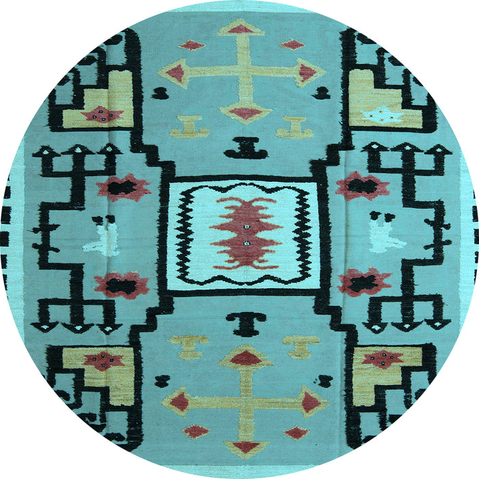 Round Machine Washable Abstract Light Blue Modern Rug, wshabs5131lblu