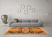 Machine Washable Abstract Orange Modern Area Rugs in a Living Room, wshabs5131org