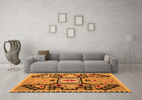 Machine Washable Abstract Orange Modern Rug, wshabs5131org