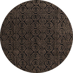 Round Machine Washable Abstract Coffee Brown Rug, wshabs5132