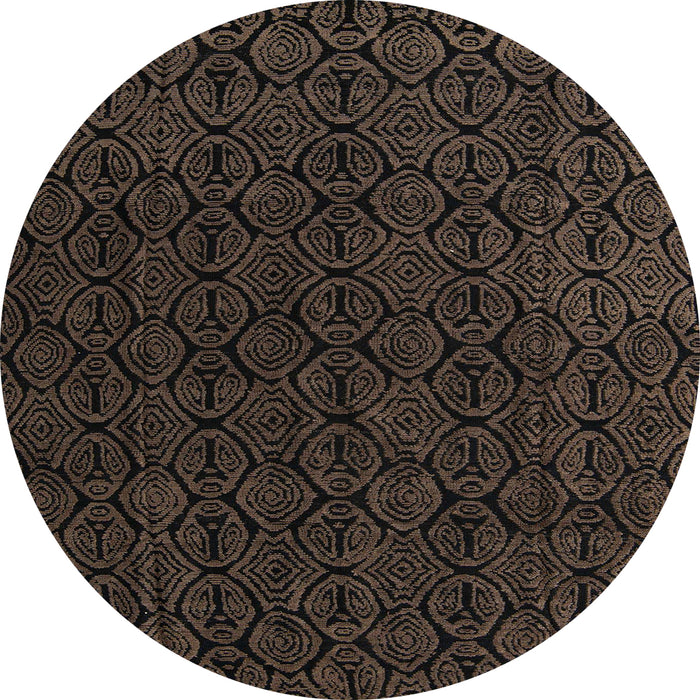 Round Machine Washable Abstract Coffee Brown Rug, wshabs5132