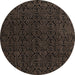 Round Machine Washable Abstract Coffee Brown Rug, wshabs5132