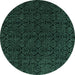 Round Abstract Turquoise Modern Rug, abs5132turq