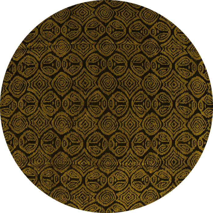 Round Machine Washable Abstract Yellow Modern Rug, wshabs5132yw