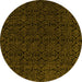 Round Machine Washable Abstract Yellow Modern Rug, wshabs5132yw