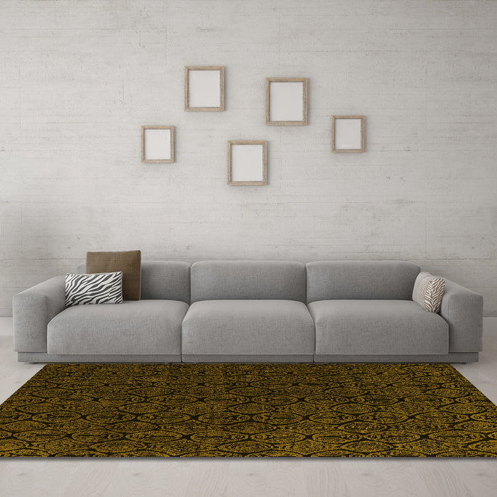 Machine Washable Abstract Yellow Modern Rug in a Living Room, wshabs5132yw