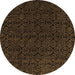 Round Machine Washable Abstract Brown Modern Rug, wshabs5132brn