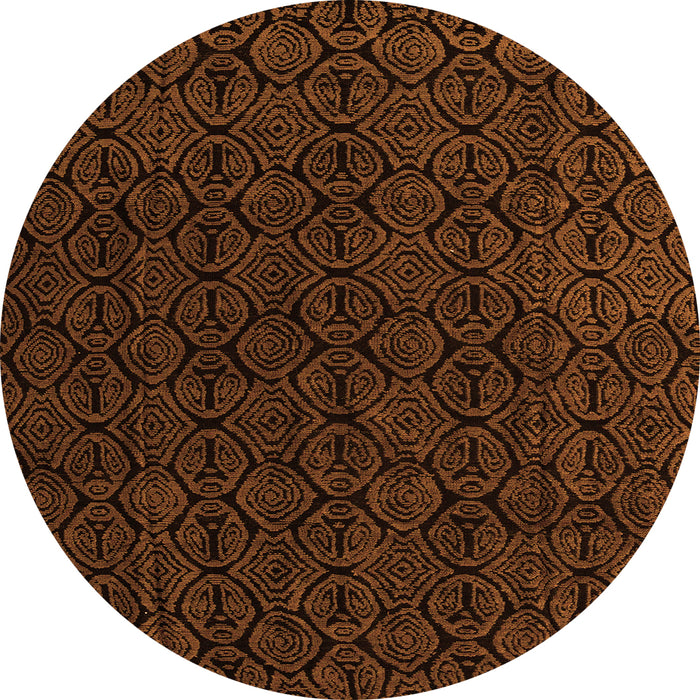 Round Machine Washable Abstract Orange Modern Area Rugs, wshabs5132org