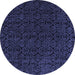 Round Machine Washable Abstract Blue Modern Rug, wshabs5132blu