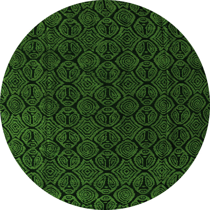 Round Machine Washable Abstract Green Modern Area Rugs, wshabs5132grn
