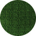 Round Machine Washable Abstract Green Modern Area Rugs, wshabs5132grn