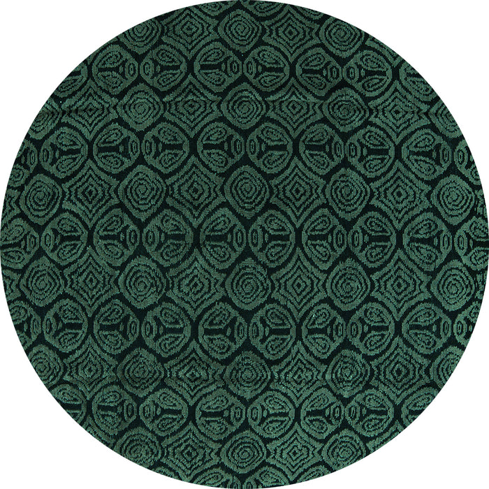 Round Machine Washable Abstract Turquoise Modern Area Rugs, wshabs5132turq