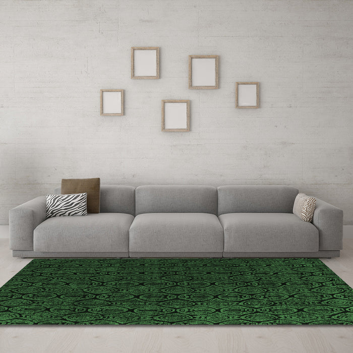 Machine Washable Abstract Emerald Green Modern Area Rugs in a Living Room,, wshabs5132emgrn