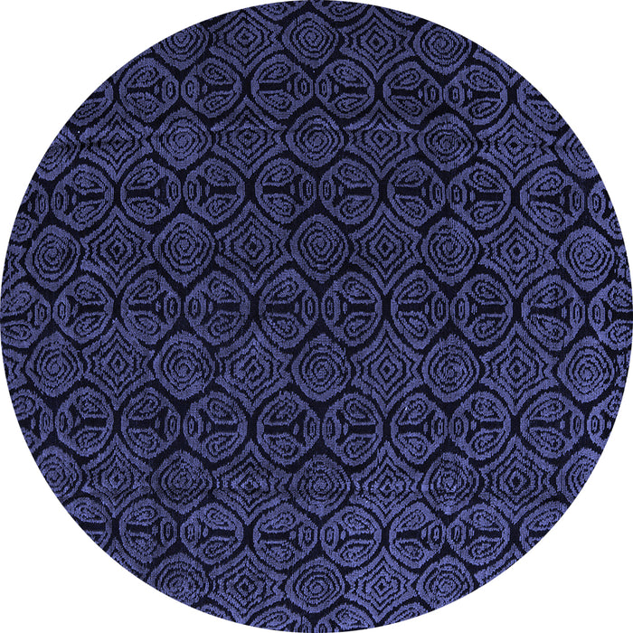 Round Abstract Blue Modern Rug, abs5132blu