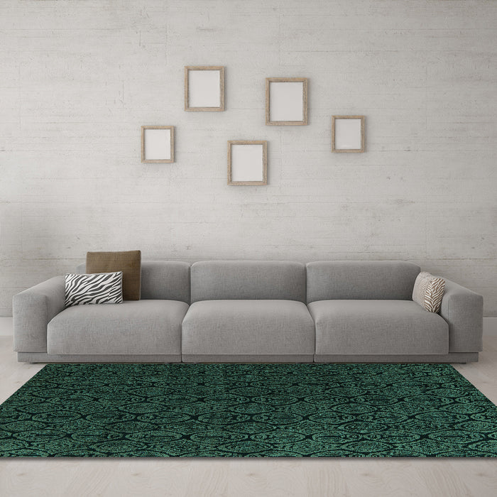 Machine Washable Abstract Turquoise Modern Area Rugs in a Living Room,, wshabs5132turq