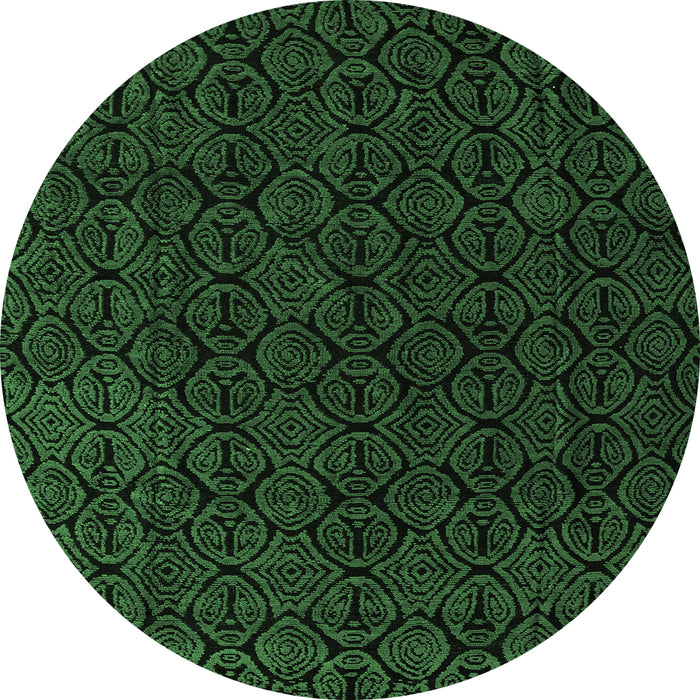 Round Abstract Emerald Green Modern Rug, abs5132emgrn