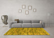 Machine Washable Abstract Yellow Modern Rug in a Living Room, wshabs5133yw