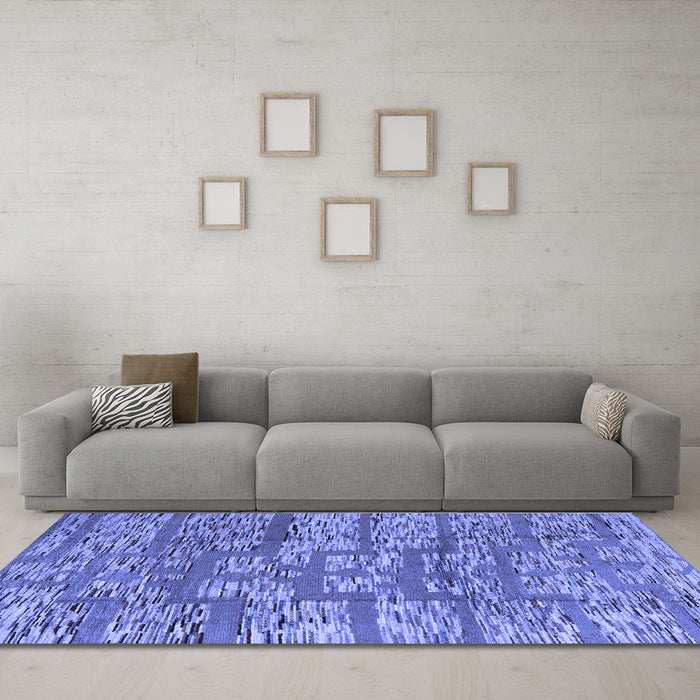 Machine Washable Abstract Blue Modern Rug in a Living Room, wshabs5133blu