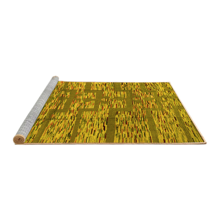 Sideview of Machine Washable Abstract Yellow Modern Rug, wshabs5133yw