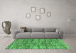 Machine Washable Abstract Emerald Green Modern Area Rugs in a Living Room,, wshabs5133emgrn