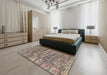 Abstract Camel Brown Modern Rug in a Bedroom, abs5133