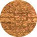 Round Machine Washable Abstract Orange Modern Area Rugs, wshabs5133org