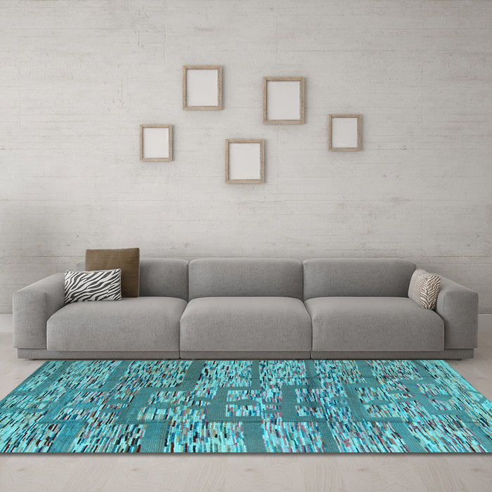 Machine Washable Abstract Light Blue Modern Rug in a Living Room, wshabs5133lblu