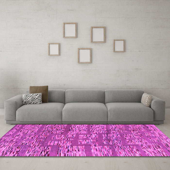 Machine Washable Abstract Pink Modern Rug in a Living Room, wshabs5133pnk