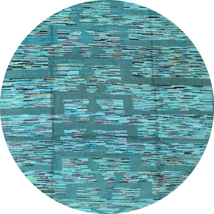 Round Machine Washable Abstract Light Blue Modern Rug, wshabs5133lblu