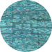 Round Machine Washable Abstract Light Blue Modern Rug, wshabs5133lblu